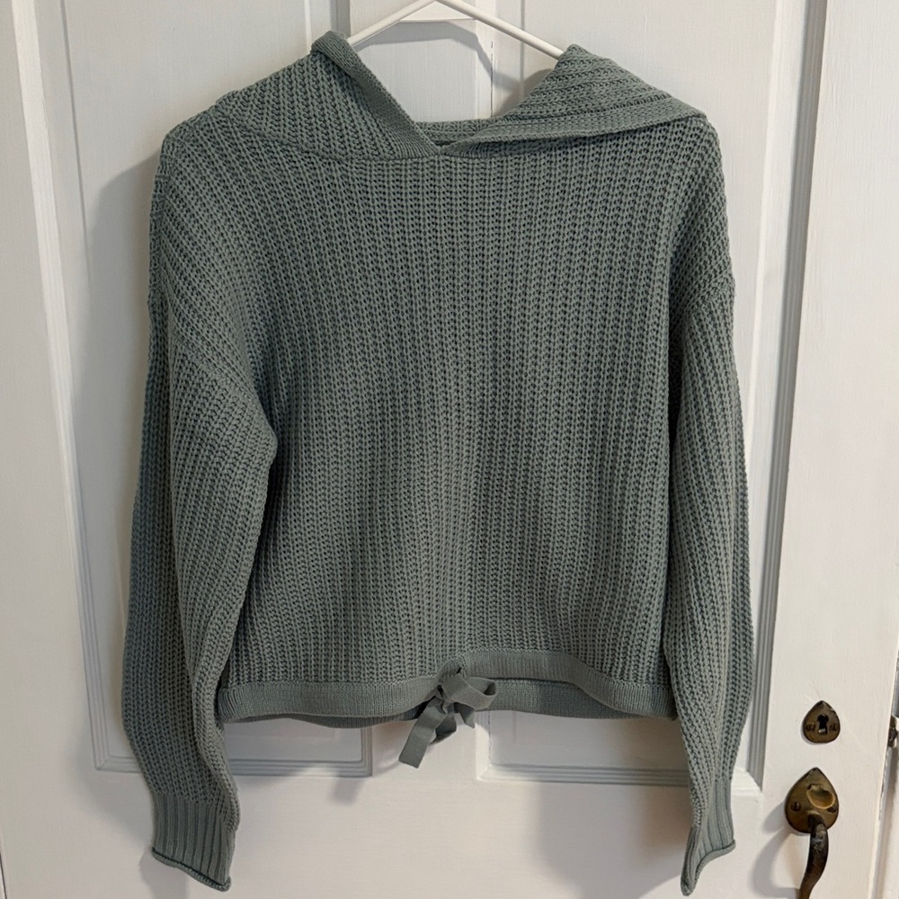 Elegant Sage Knit Cowl Sweater